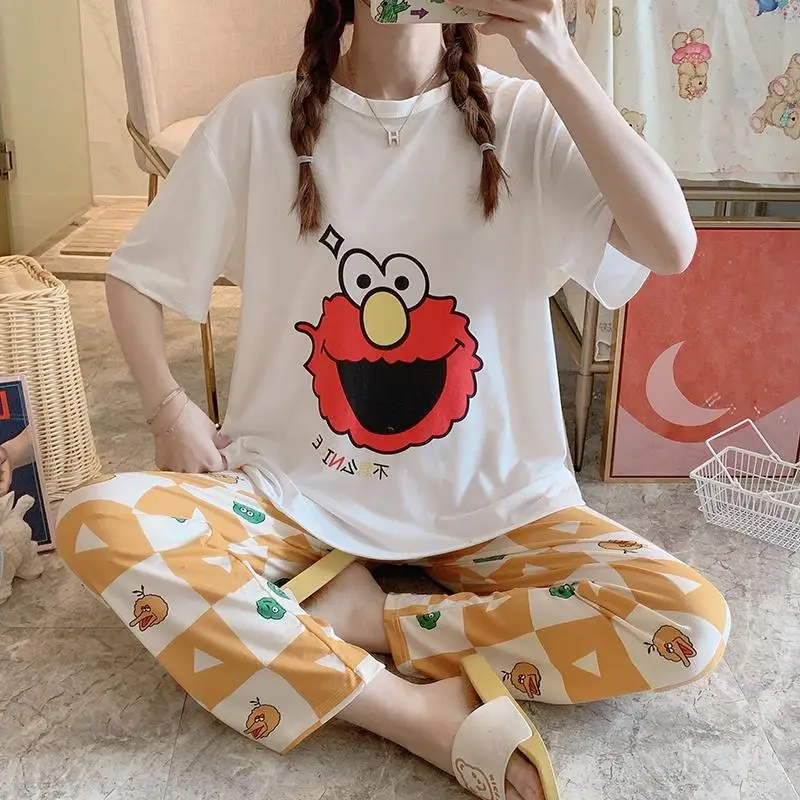 

Pijama Ladies Summer Short Sleeve Printed Patterned Cartoon Pajamas Pijamas Por Mayor Women'S Sleepwear