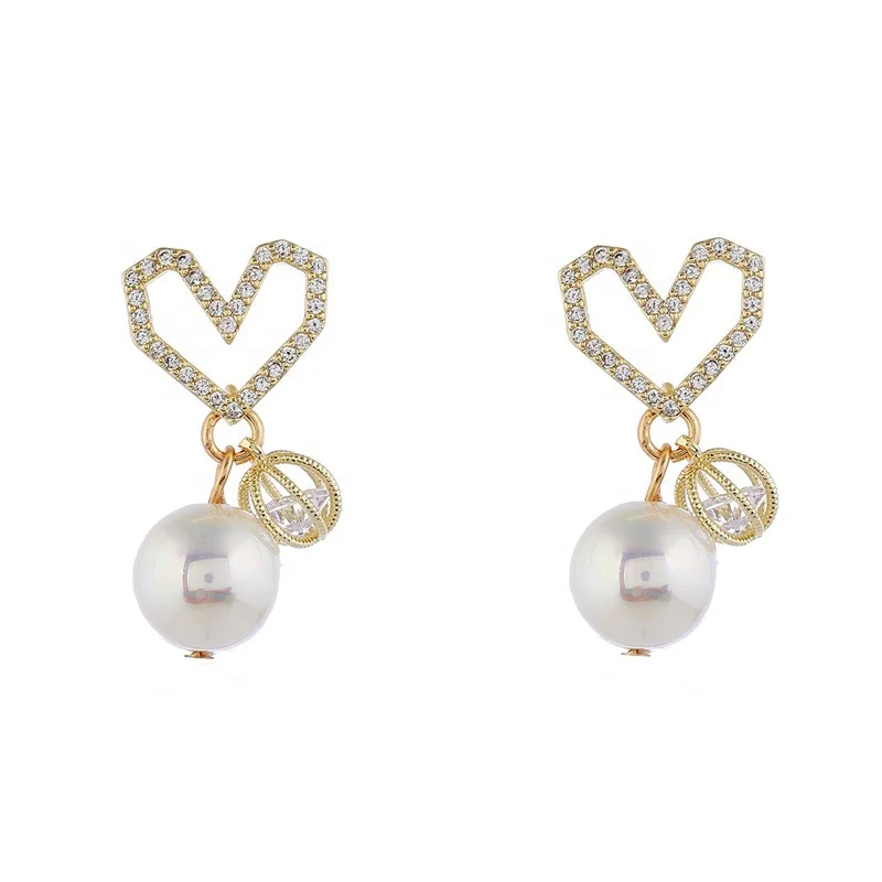 

Plated 48K Gold Jewelry Wholesale Chinese Jewellery Freshwater Pearls Heart Earring Finding