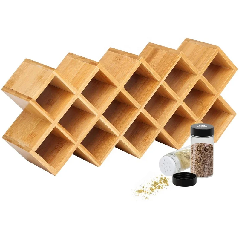 

Bamboo Wooden Spice Rack Storage Organization, Natural bamboo color