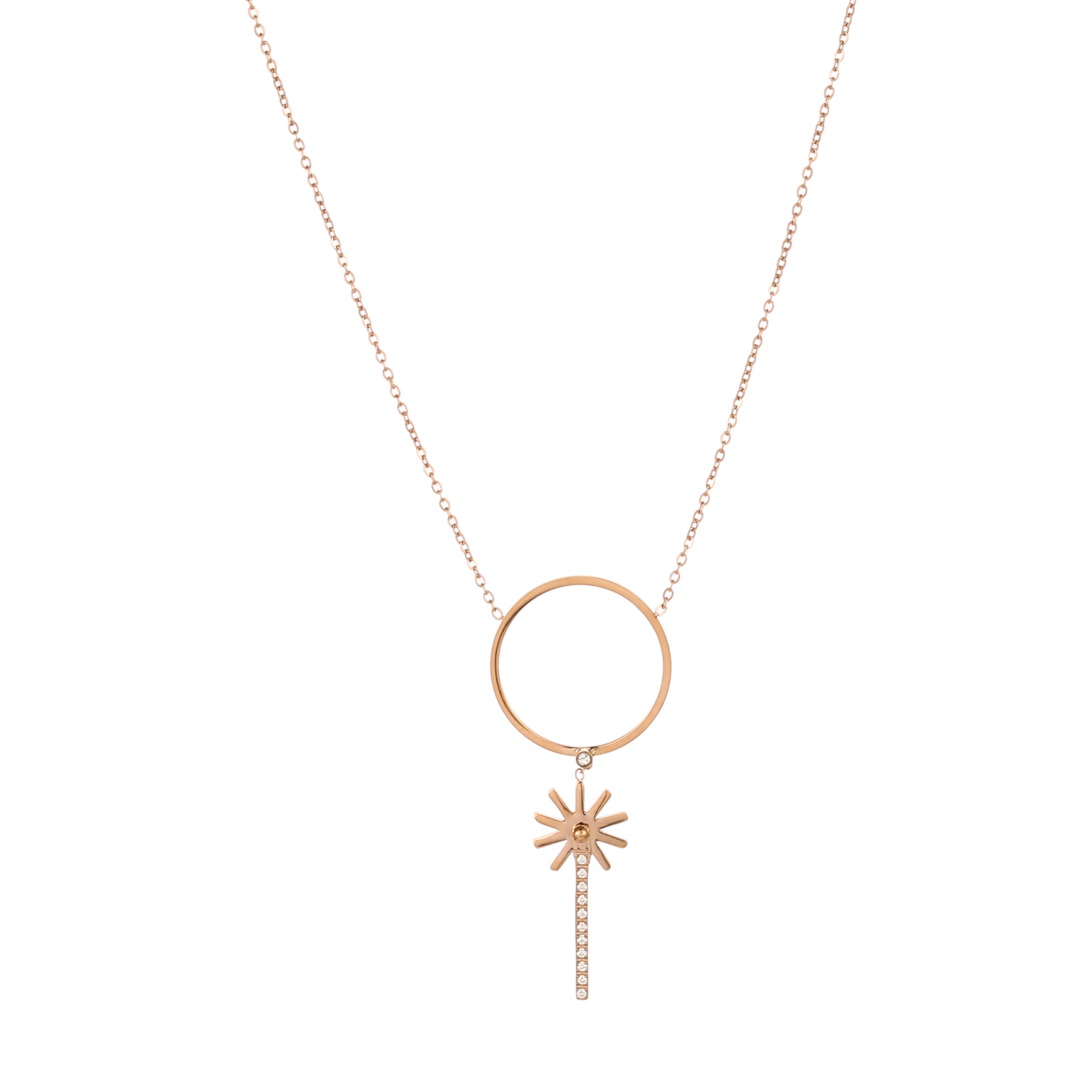 

Dainty Rose Gold Plated Jewelry Stainless Steel Pendant Necklaces,Custom Bling Zircon Clear Necklace