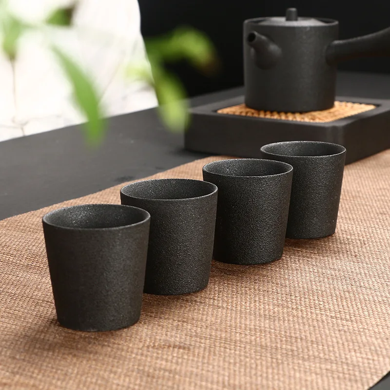 

Black Stone Cup Mini Espresso Cup, Black and gray stoneware cup