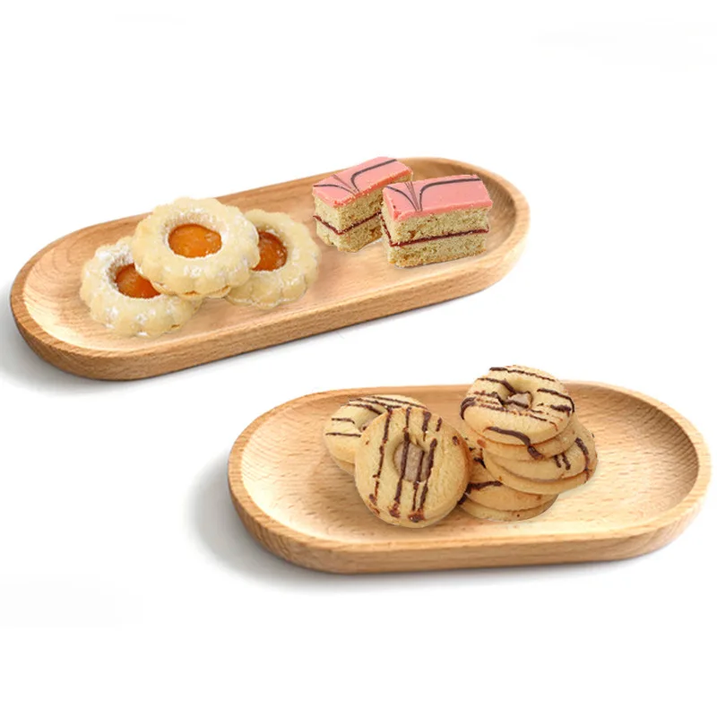 

Oval Tray Wooden Plate Fruit Plate Japanese Beech Dinner Snack Tray For Kid's Dessert & Bread Small Plates 23cm/18cm