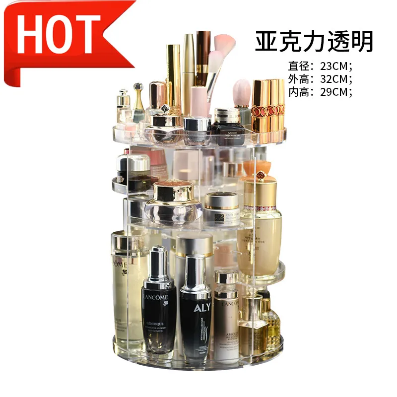 

360 Rotating Cosmetic Storage Box Creative Makeup Organizer Transparent Lipstick Rack Acrylic Desktop Organizer Bathroom