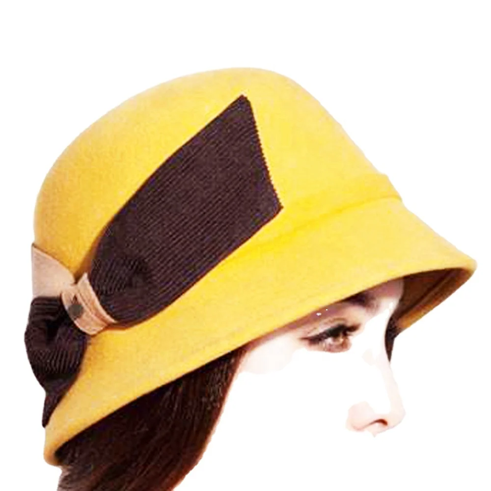 

Velvet wool felt woman hat bucket for new style wholesale, Red