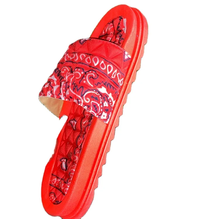 

2021 European and American fashion women sandals thick - soled print and color matching font ladies flip-flops, Picture