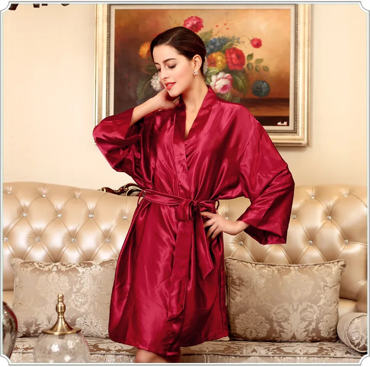 

Silk Robe Big Yards of Silk Pajamas Gown Bathrobe in The Summer Morning of Emulation Silk Ms Household to Take, 8 color