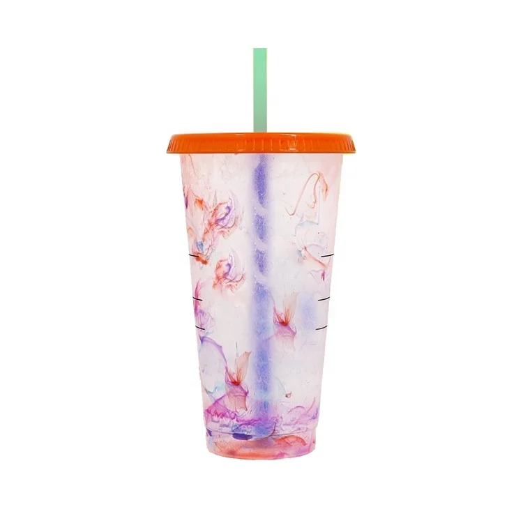 

Newest Mica Marle Confetti Diy Cold Tumblers Magic Custom Logo 16Oz Plastic 24Oz Color Changing Cups With Lid, Mica color changing