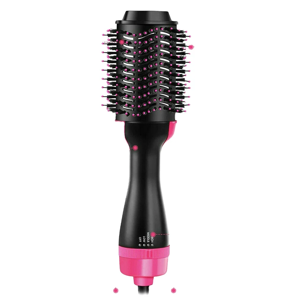 

JOSUNN Brand New Professional Fashionable Strong Power 3 in 1 Roller Salon Negative Ion Hot Air Hair Curls Brush, Black+pink