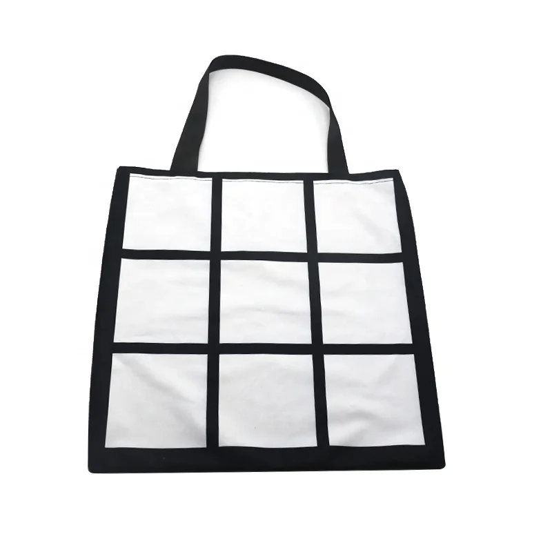 

Personalized Logo Sublimation 9 Panel Photo Tote Bag Shopping bags, Black & white