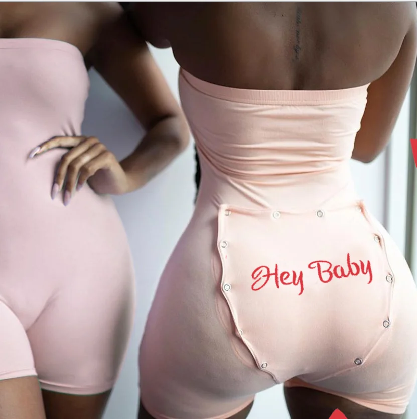 

Summer Shorts Pijama One Piece Jumpsuit Pyjamas Sexy Butt Flap Knitted adult onesie women's sleepwear