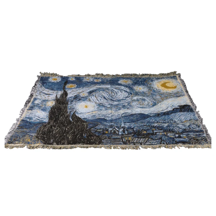 

Anti-pilling machine woven Van Gogh starry sky tapestry, Customized color