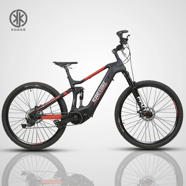 

KUAKE carbon fiber 29" 250W mid drive mtb full suspension electric road bike with RST FIRST AIR fork