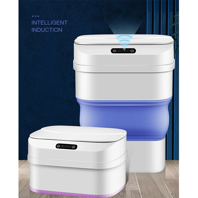 

Induction trash can smart household charging automatic waste garbage bin for easily household cleaning part folding trash can