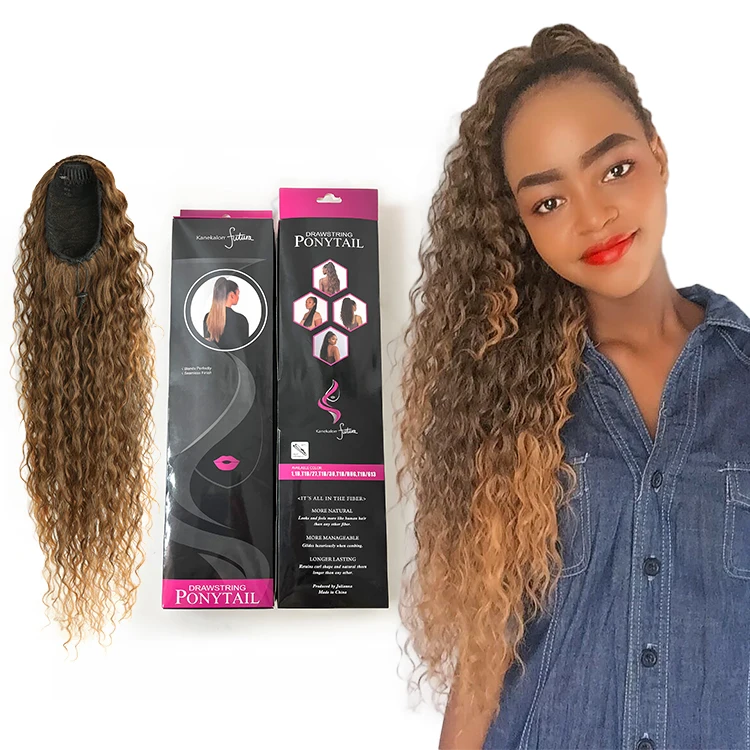 

Synthetic Hair Body Deep Wave Water Wave Kinky Afro Brizallian Detachable Ponytail Synthetique For Black Women