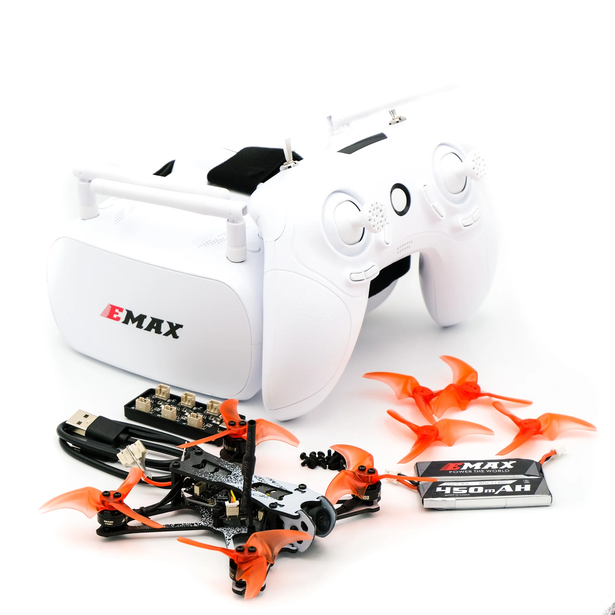 

HOSHI 2020 Tinyhawk II Freestyle RTF Compatible with Frsky remote control with 200mw Transmitter and emax fpv goggle, White