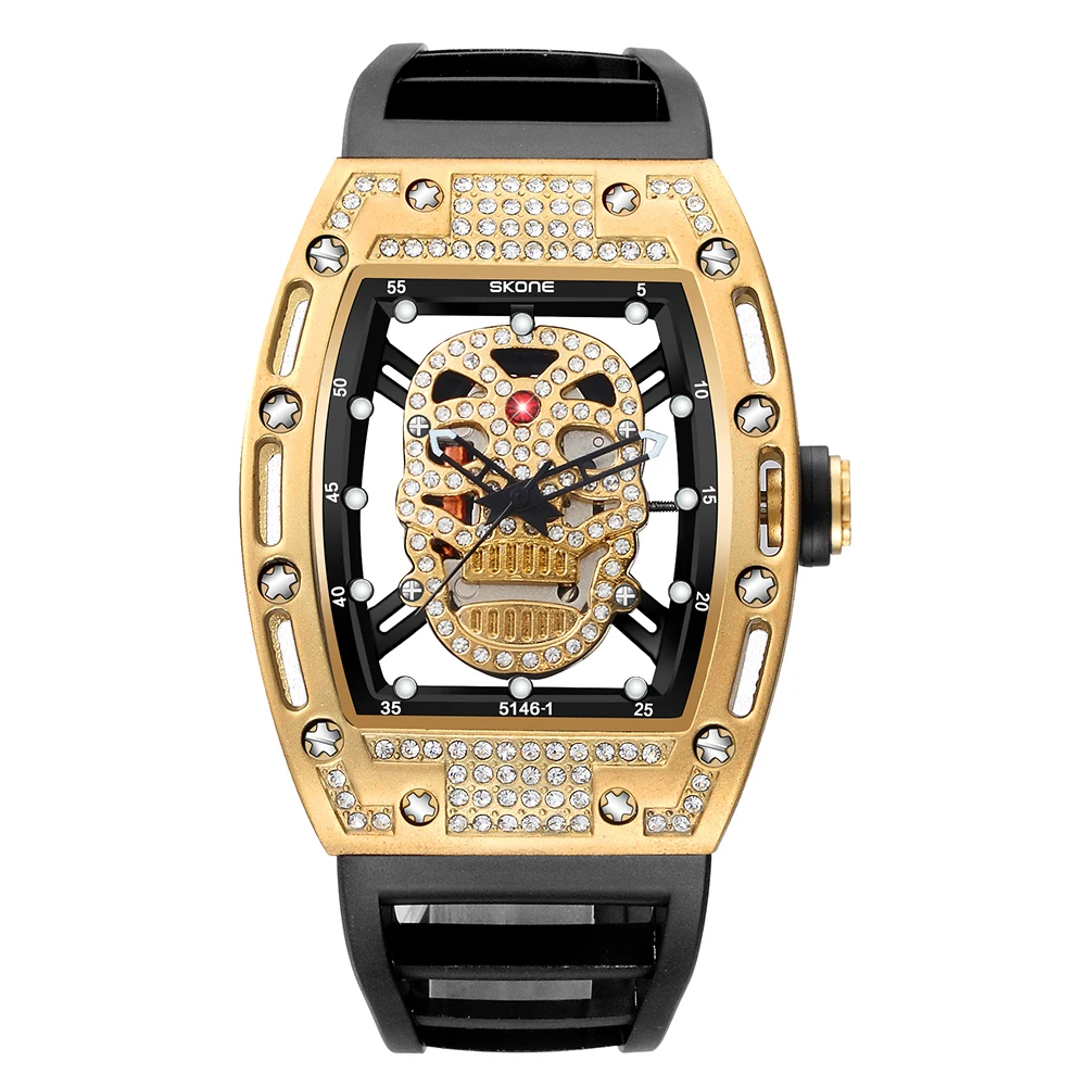 

New Best Design Skeleton Skull Mens Silicone Watches Luxury Watches Men