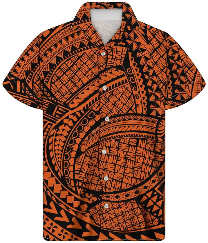 

Hawaii Polynesian Tropical Traditional Tribal Print Mens Casual Shirts Summer Casual Man Tops Clothing for Men's Plus Size Shirt, Customized color