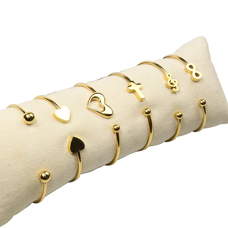 simple fashion delicate luxury lady gold open jewelry women handmade stainless steel bangle