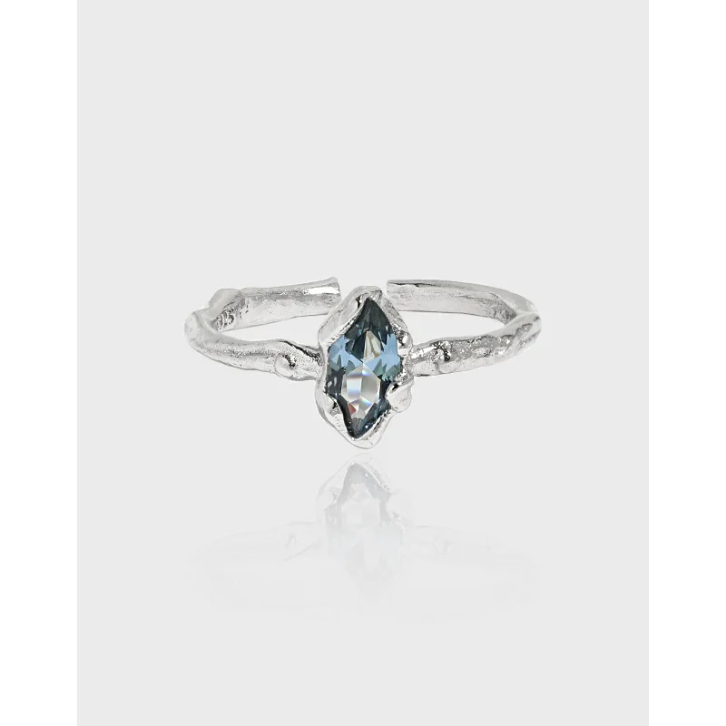 Geometric Irregular Texture Light Luxury Zircon Open Rings for Women 925 Sterling Silver Rings Fine Jewelry