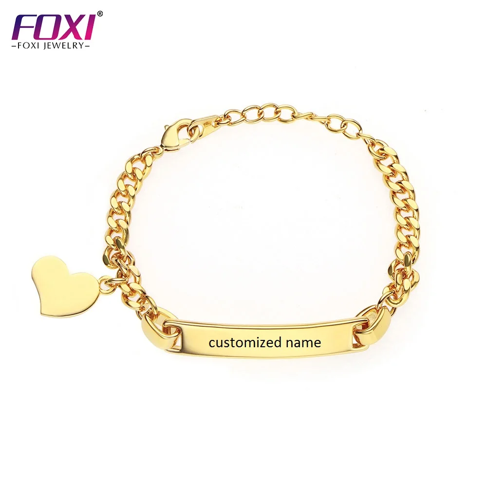 

FOXI jewelry fashion gold silver custom chain customized name bracelets for kids and women