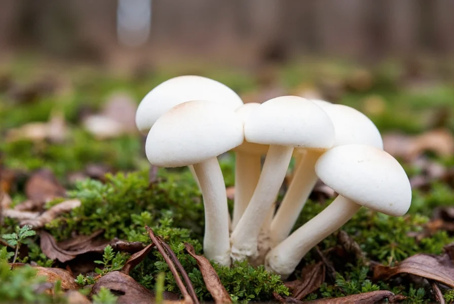 Fresh white button mushrooms on a wooden cutting board