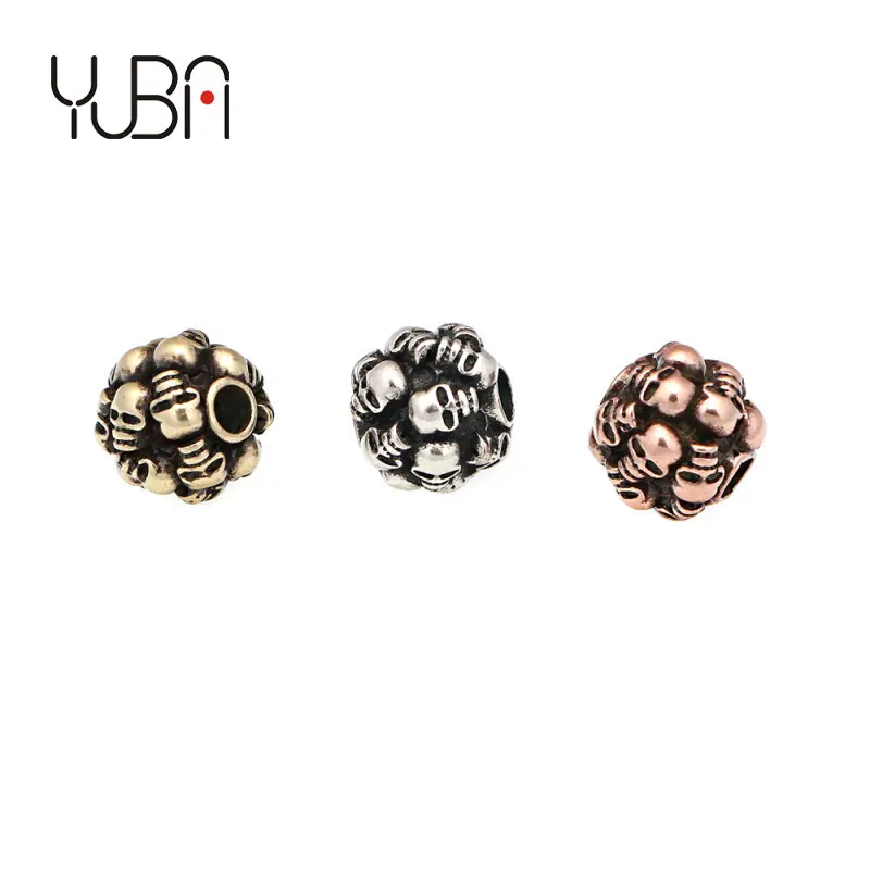

Gothic 3mm Hole Skull heads metal Beads Diy copper spacers bangle beads mens bracelet Accessory for Jewelry Making