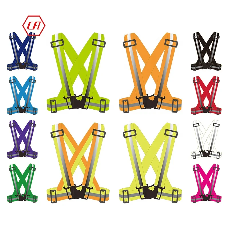 Hi Vis Reflective Safety Strap Vest High Visibility Adjustable Safety Ves for Night Cycling Hiking Jogging Dog Walking