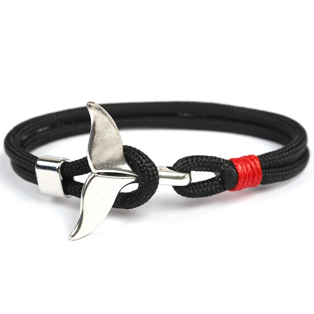 

Trend Man Bracelet Whale Tail Viking Bracelet Charms Handmade Red Rope Braslet for Men Wristband String Jewelry Gift