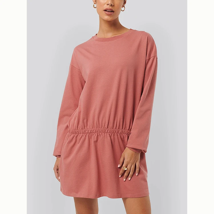 

2021 vestido de sudadera Casual Loose Elastic waist Sweatshirt Long Sleeve tshirt dresses, Customized color