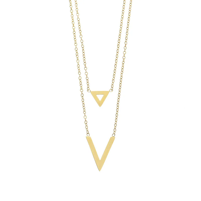 

2012 Amazon Hot Selling 14K Gold Stainless Steel Titanium Steel Necklace Female Simple Geometric Clavicle Chain, Gold color