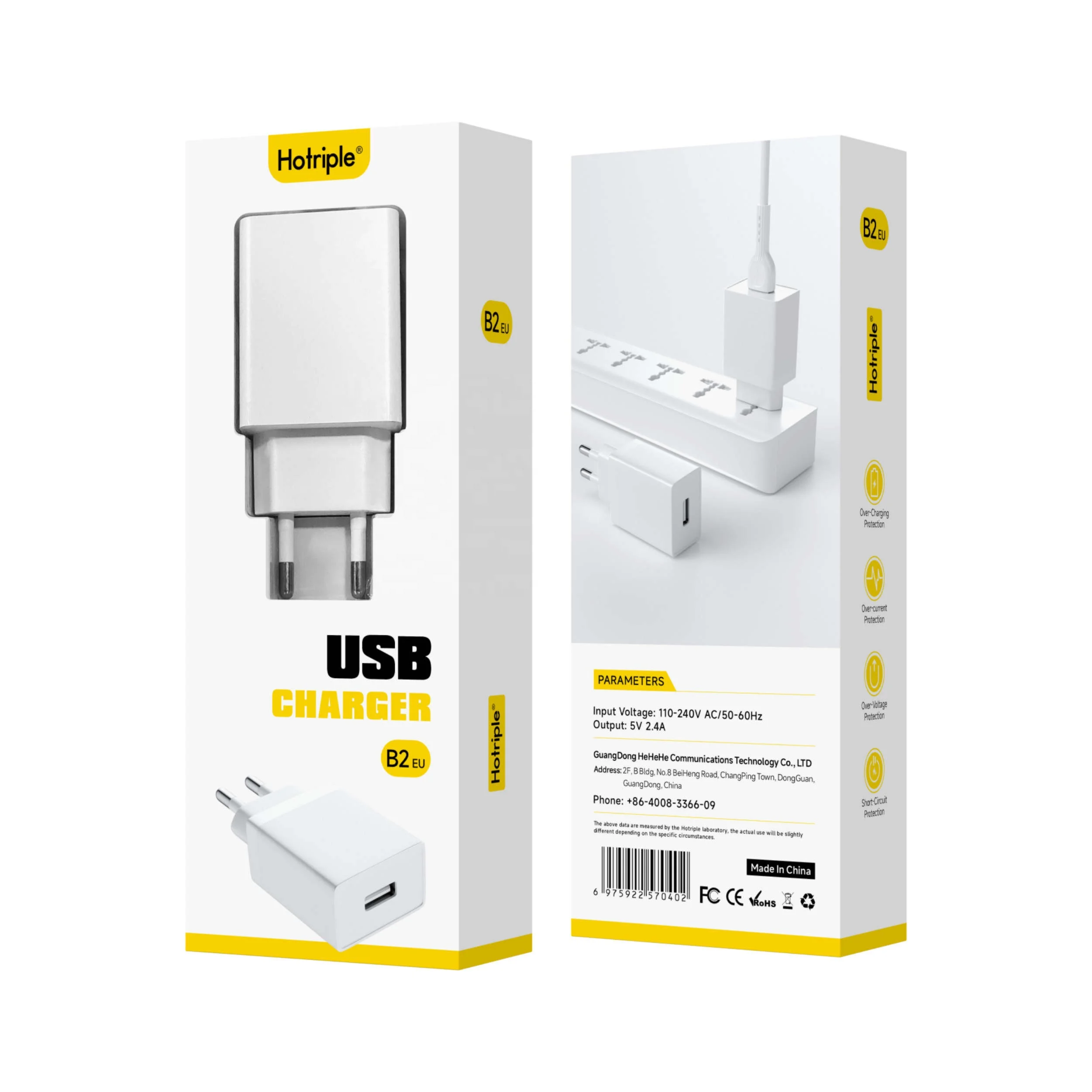 

Hotriple B2EU K Promotional Custom Wholesale OEM 5V 2A EU plug USB port Fast Charging Charger Adapter Wall Charger Travel Charge