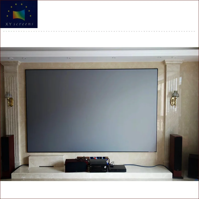 
XY screens 150 inch ALR ZHK100B PET Grid Thin bezel fixed frame projection screen for ultra short throw projector 