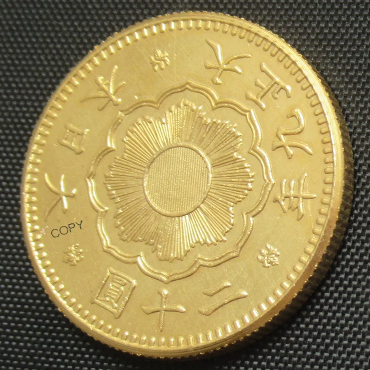 

JP(19) Reproduction Japan 20 Yen Gold-Plated Asian Taisho 9 Year Coin Custom Decorative Metal Coins