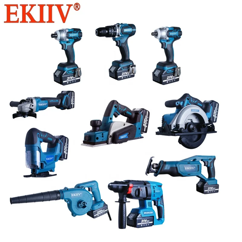 

garden tool set 15 in One Brushless combo kits 15-piece 20v lithium ion cordless tools high quality for garden, Blue