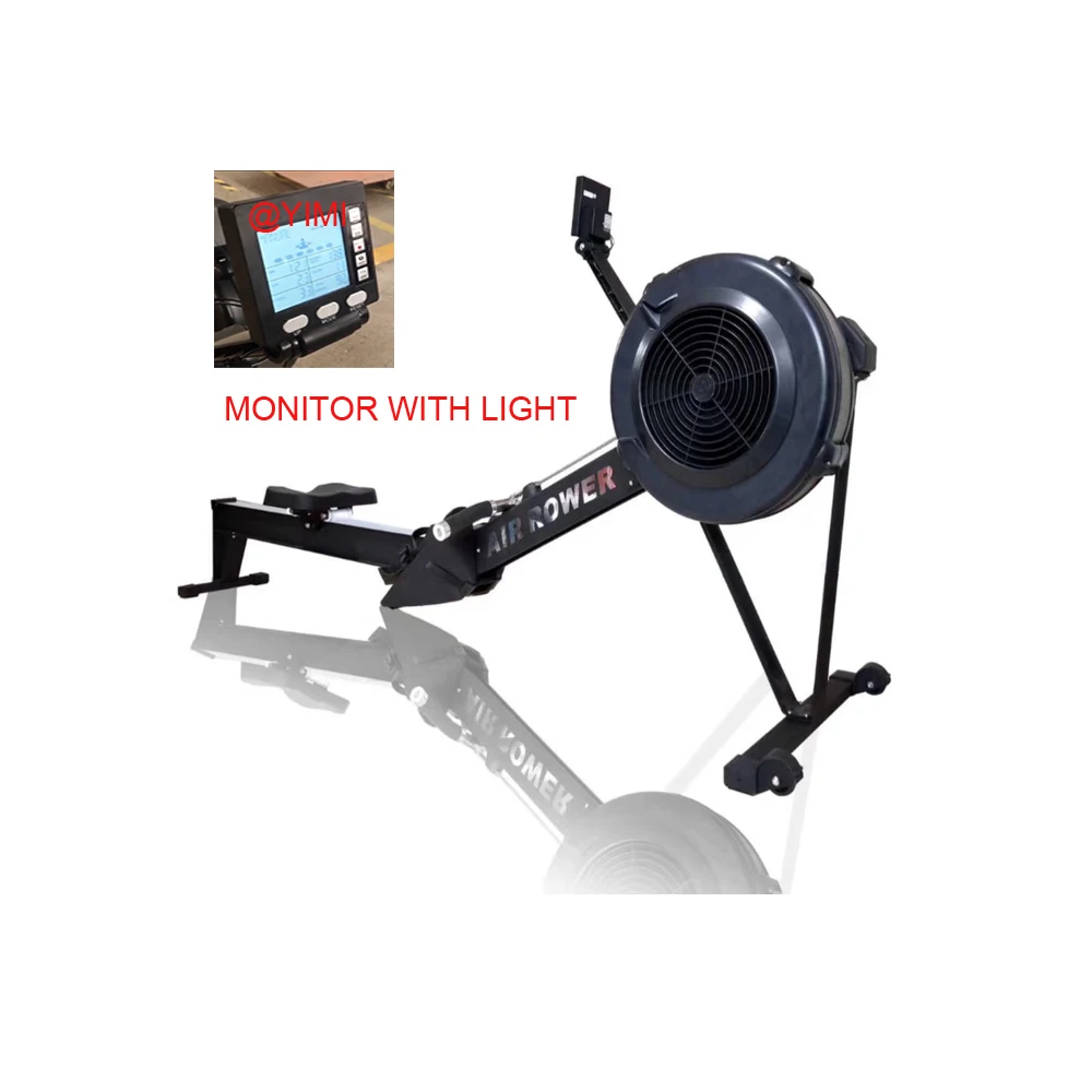 

Burning Calories Low Impact Air Rower Commercial MP5 Indoor Rowing Machine, Black , sliver