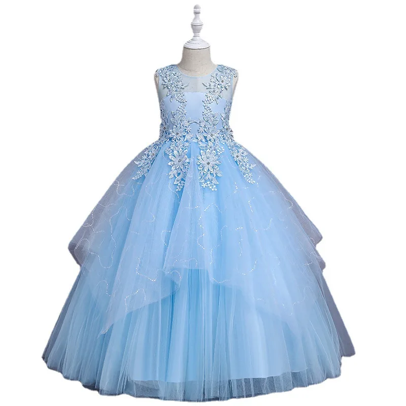 

Flower Girl Lace Long Princess Dresses Kids Formal Wedding Party Pageant Ball Gowns Puffy Tulle Dress