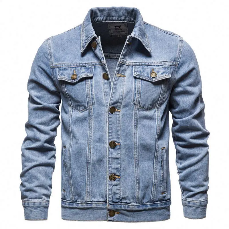 

Amazon 2021 Solid Color Turn Down Collar Mens Denim Jacket Plus Size Fashion Jean Jacket For Men, Black,blue,navy