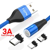 

TOPK AM60 3A 3rd Generation Fast Charging LED Mobile Phone 3 IN 1 Magnet Charge Cable