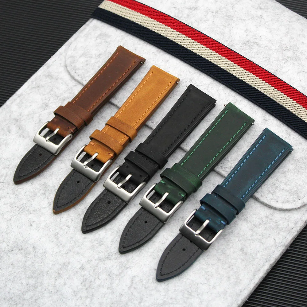 

Vintage Oil-tanned Pull-up Leather Strap 18mm 19mm 20mm 21mm 22mm Crazy Horse Leather Watch Strap