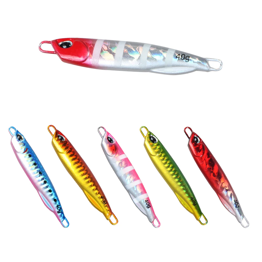 

JOHNCOO 10G/20G/30G/40G/60G Sinking Saltwater Long Casting Variable Depth Metal Lure Jigging Lures, 6 colors as the picture jigging lure