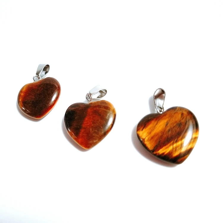 

Wedding gifts for guests tiger eye heart necklace charm black stones pendant diy, Natural color pendant