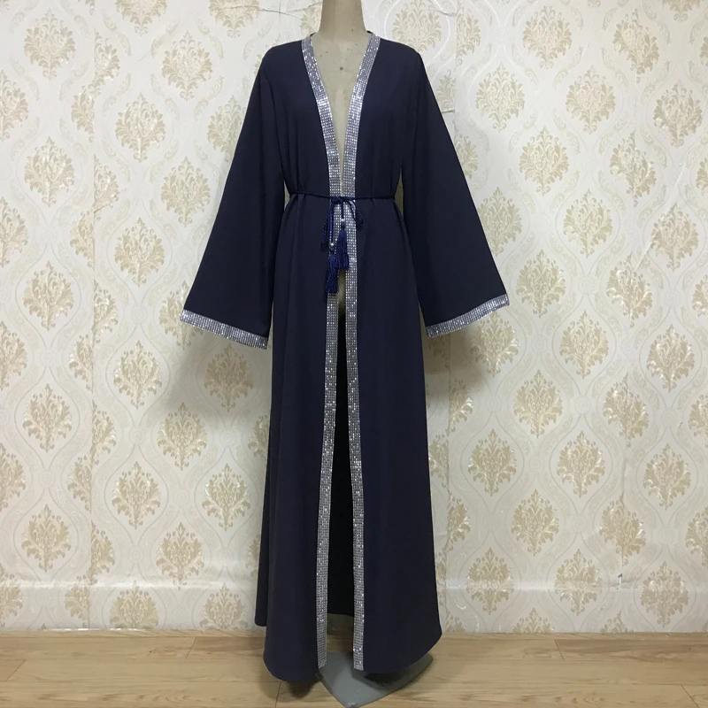 

F822 Open Front Cardigan Loose Womens Muslim Dress Abaya Muslim Maxi Kaftan Kimono