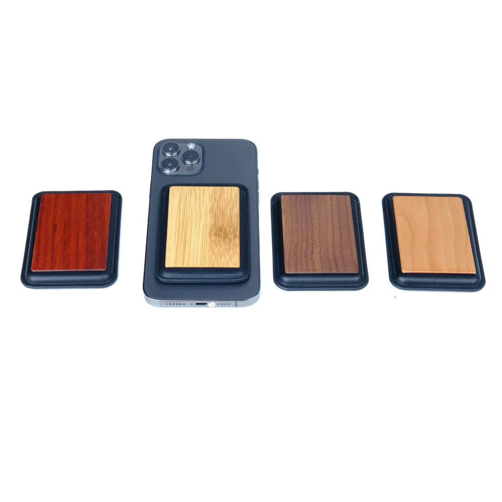 

Magnet Wood Sticker Phone Holder Card Holder Wallet Magnetic Stick Wooden Phone Covers Wallets Case For iphone 12 12 Pro Max, Mix color