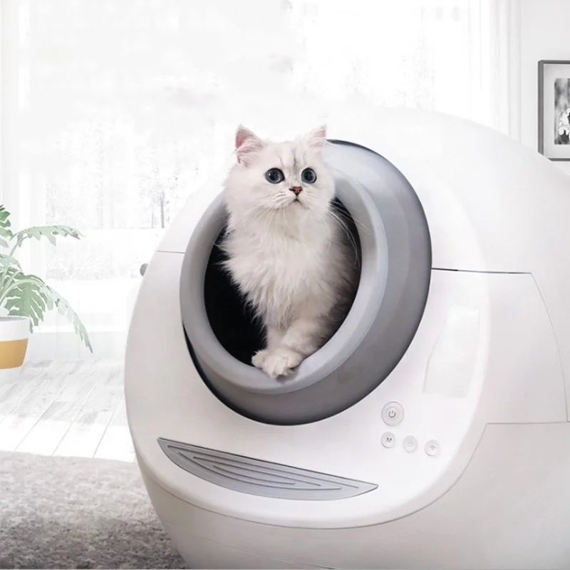 

Electric smart self cleaning automatic cat litter box toilet, White