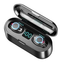 

High quality IPX7 waterproof F9 Wireless earphone headphones tws 5.0 Touch Control LED power Display 2000mAh in-ear Earbuds