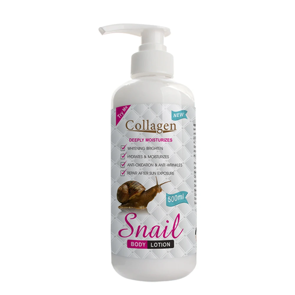 

500ml Moisturizing Brightening Anti Wrinkle Repairing Snail Collagen Skin Whitening Body Lotion