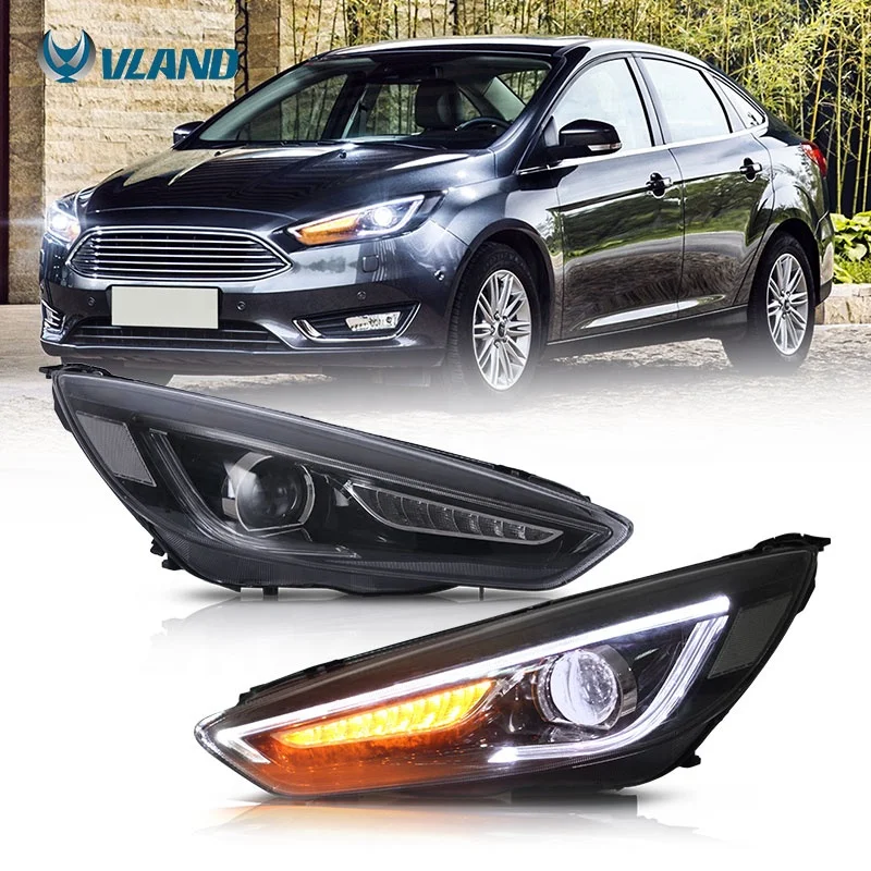 

VLAND Full LED Headlights led With Sequential Front Lamp 2015 2016 2017 Car Head Light For Ford Focus Headlamp