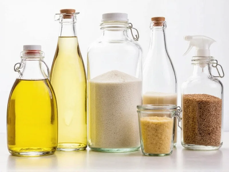Natural carpet cleaning ingredients in glass jars