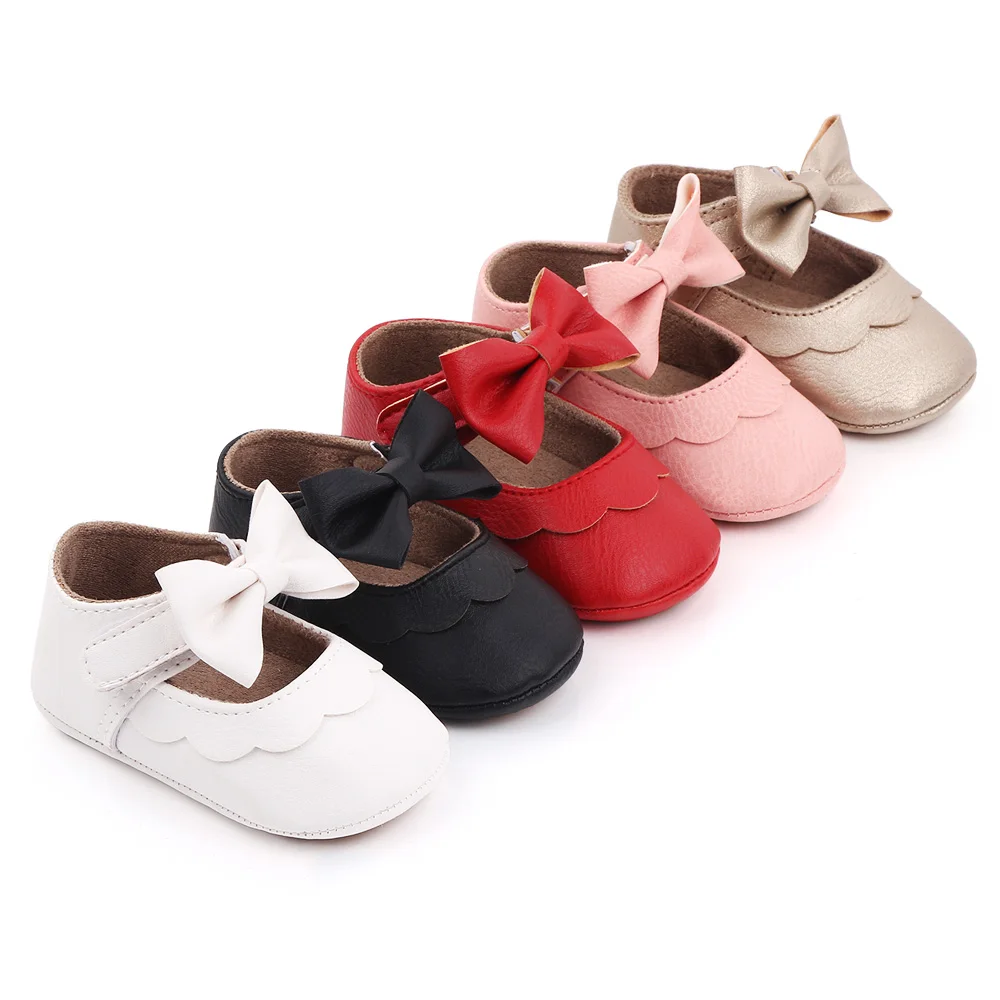 

Spring Bow-knot baby shoes girl princess shoes soft sole newborn toddler shoes, White/black/pink/red/gold