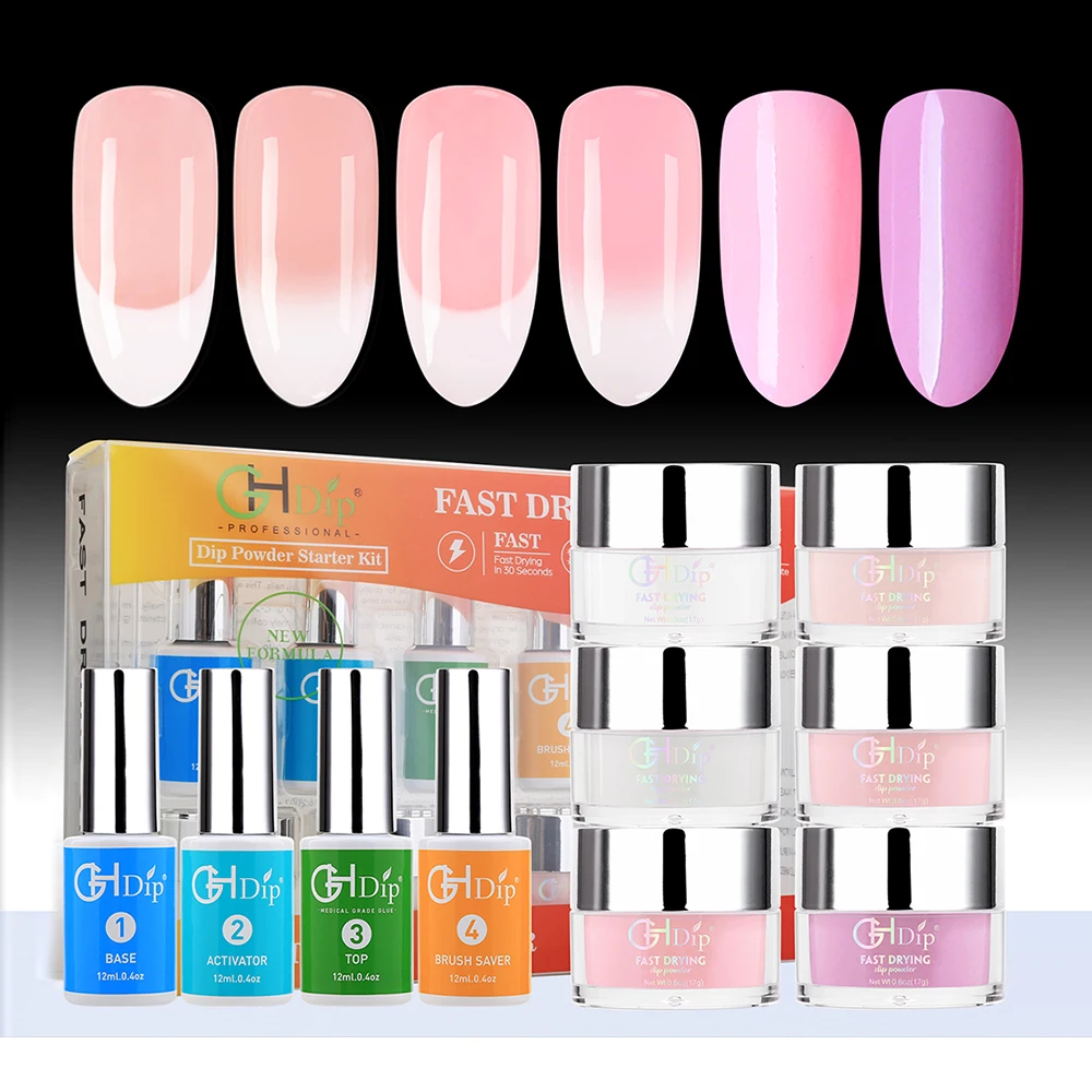 

GHDip Pink & White French Nails Dipping Powder Starter Kit Wholesale, Pink/white/clear